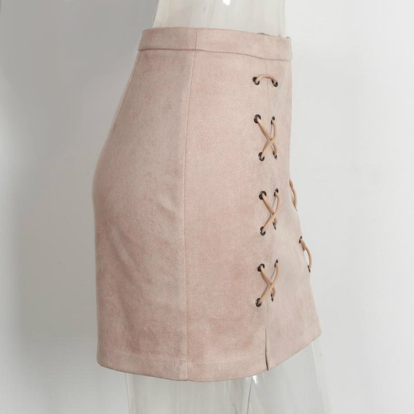 High Waist Zipper Cross Skirt
