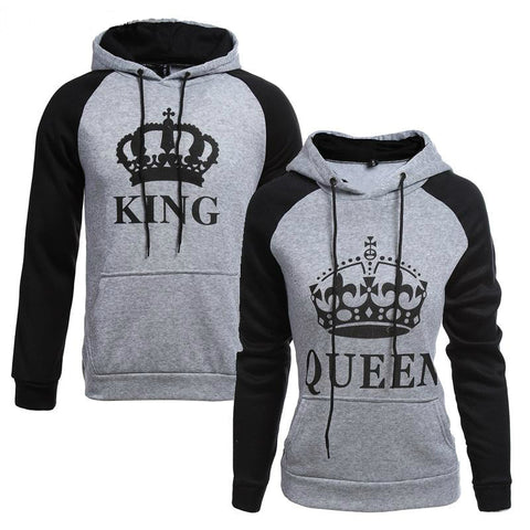 KING Queen Crown Couple Pullover Hoodies